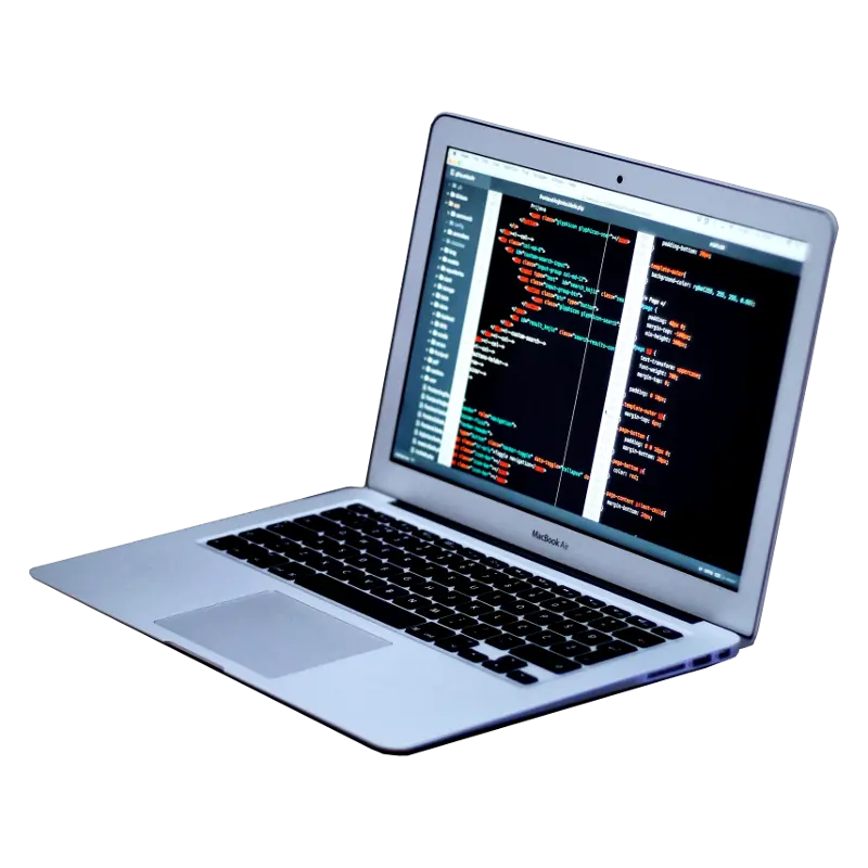 Image of a laptop with code on the screen